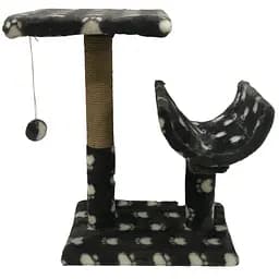 Дряпка Пухнастики з полицею та полутунелем сіра з лапками (И-4)