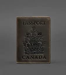 Кожаная обложка для паспорта с канадским гербом темно-коричневая Crazy Horse