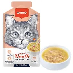Суп для котів Wanpy Meat Broths Salmon&Tuna 50г беззерновий з лососем та тунцем, рідкий корм для котів