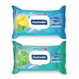 Вологі серветки антибактеріальні Freshmaker Antibacterial and Antifungal 120 шт. Серветки дезінфікуючі з клапаном