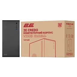 2E Корпус 2E Credo V200B без БЖ, 2xUSB3.0, 1x80мм, VGA 250мм, mATX, чорний - мініатюра 10