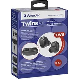 Гарнитура Defender Twins 635 TWS Bluetooth Black (63635)