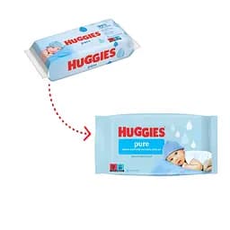 Набір вологі серветки Huggies Pure 2+1 168 шт. (3 уп. по 56 шт.) - мініатюра 3