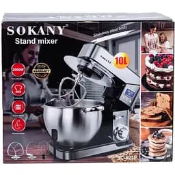 Стаціонарний міксер тістоміс Sokany SC-623E з металевою чашею планетарне обертання 10л 2000Вт Срібний - мініатюра 10