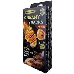 Лакомство для кошек Lucky Star пюре из мяса курицы и тихоокеанских морских гребешков 6 шт. х 10 г