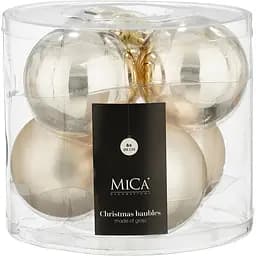 Комплект ялинкових куль Mica Decorations скляні 8 см шампань 6 шт. (1179366)