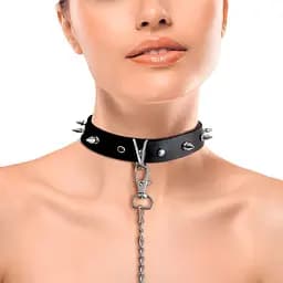 Нашийник Art of Sex - Collar Spikes and Leash з шипами та повідцем