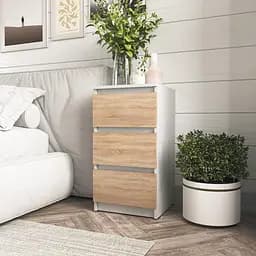 Тумба приліжкова Moreli T-216 на 3 шухляди 400x758x398 мм білий дуб сонома (mo-t216-white-sonoma)