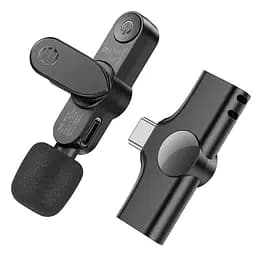 Петличний бездротовий мікрофон Borofone BFK12 Trophy Dual-mic Lightning/Type-C Black - мініатюра 2