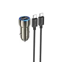 Адаптер автомобильный HOCO Type-C to Type-C Cable Tough dual port car charger Z48 |2Type-C, 40W/3A, PD/QC|