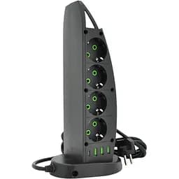 Мережевий фільтр подовжувач Voltronic F-14 8 розеток EU+3xUSB+Type-C 2 м 3х0.75 мм 2500W Black