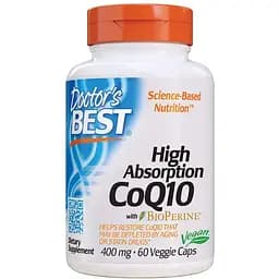 Коэнзим Q10 с Биоперином Doctor's Best High Absorption CoQ10 with BioPerine 400 мг 60 желатиновых капсул