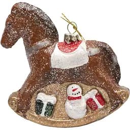 Ялинкова іграшка Коник 11 см коричневий пластик декоративна новорічна фігурка (190118)