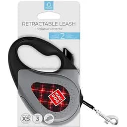 Повідець-рулетка для собак Waudog R-leash Шотландка, світловідбиваючий, XS, до 12 кг, 3 м, чорний - мініатюра 3