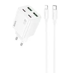 СЗУ Hoco N56 Fundador PD30W four-port (2USB-A/2C) + кабель Type-C to Lightning White