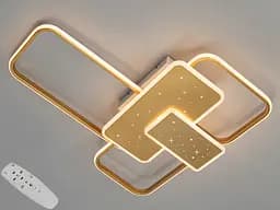 Сучасна стельова світлодіодна люстра з пультом, 105 Вт, золото