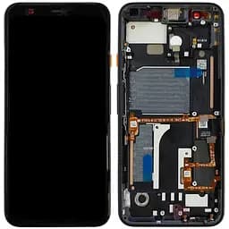 Дисплей Google Pixel 4 чорний, P-OLED, PRC, з рамкою, Clearly White помаранчева кнопка