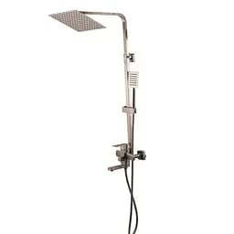 Душова система Globus Lux KUBUS SKU-SH-250 з нержавіючої сталі для ванної з верхнім душем і штангою 1400мм