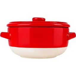 Форма для запікання МВМ My Home кругла з кришкою S 14.5х11.5х6.5 см (KP-45 S WHITE/RED) - мініатюра 2