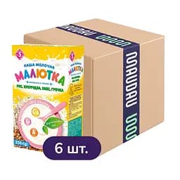 Каша молочна Малютка суміш рису, кукурудзи, вівса, гречки 1.5 кг (6 шт. х 250 г)