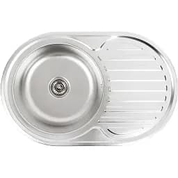 Кухонна мийка Platinum Декор 7750 з нержавіючої сталі 0.8 мм овальна 77x50 см (000000487)
