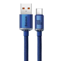 Кабель Baseus Crystal Shine Series Fast Charging Data Cable USB to Type-C 100W 2 м блакитний - мініатюра 3