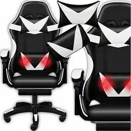 Крісло геймерське PLAYER з підставкою для ніг White/Black - мініатюра 2
