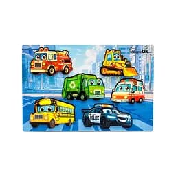 Дерев'яний пазл-вкладиш "Розумний світ: Міський транспорт" PuzzleOK Puz-88747 А5, 18 елементів