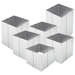 Набір із 6 розсувних квадратних форм для випікання та збирання тортів (квадрат для торта) 15-28 см різної висоти, Master Class Сірий 87135