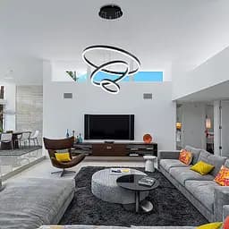 LED люстра на три кольца в черном каркасе 60+40+20 см Ст. G 68-600+400+200 BK Line F