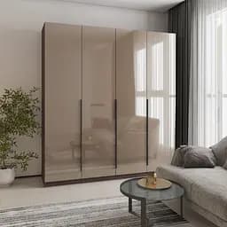 Шафа 4-дверна MebelStar Оскар Gloss BL-B, блок шухляд 200x52x220 см Дуб рістрето/Латте (MBS-5328)