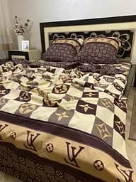 Постільна білизна бавовняна Луівітон  Півтораспальна 150 x 220 Бязь Коричнева  70 х 70