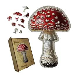 Дерев'яний фігурний пазл Мухомор, А3, Дерев'яна коробка 200 елементів