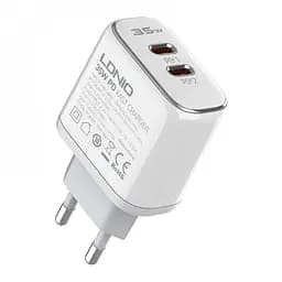 Зарядний пристрій блок-адаптер живлення Ldnio A2528C 35 W 2 порти USB-C біле - мініатюра 3