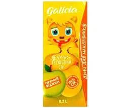 Galicia, 0,2 л, Сік натуральний Яблучно-Грушевий Галіція, без цукру, з трубочкою
