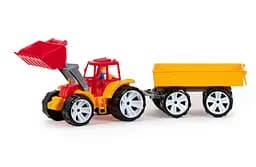 Трактор ковш + прицеп - цветной 007/10 BAMSIC, в сетке (4820123764421) Вид 1