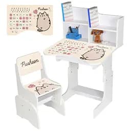 Дитяча парта Bambi N 2071-17-1B Пушин жовтий з англ.+ укр. абеткою та стільчиком біла