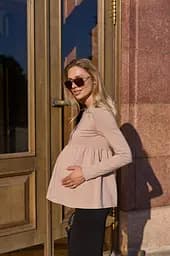 Лонгслів для вагітних і годуючих гольф для майбутніх мам Tallinn S (42) Lullababe бежевий - мініатюра 7