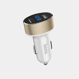 Автомобільний зарядний пристрій у прикурювач з дисплеєм Hoco Z26 2USB, 2.1A Білий