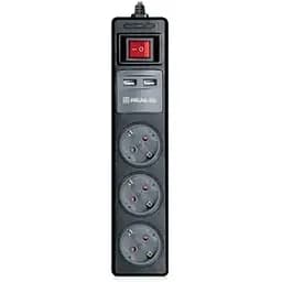 Мережевий подовжувач REAL-EL RS-3 USB CHARGE 1.8m, black (EL122500001)