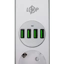 Сетевой фильтр-удлинитель LogicPower F24USB4 4 розетки, 4 USB порта 2m с выключателем - мініатюра 4
