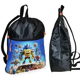 Рюкзак-мішок для взуття, спортивної форми Губка Боб дитяча сумка для змінки з розширювачем (01236)