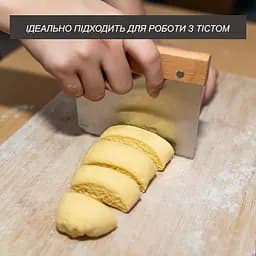 Шпатель скребок для тіста з нержавіючої сталі з дерев'яною ручкою, Kitchen Master Сріблястий 85252 - мініатюра 3