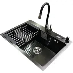 Комплект мийка + змішувач Romzha Arta U-600S BL (C)