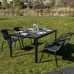 Комплект садових меблів 4Points Sanremo-4 прямокутний стіл 150х90х70см стільниця штучне дерево Polywood та 4 стільці - мініатюра 2