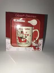 Кружка новорічна санки з подарунками з ложечкою горнятко в коробці Gee!