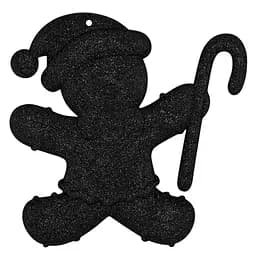 Елочная игрушка MIS LT Пряник-снеговик 10х10х1,5 см черный