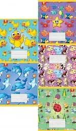 Зошити учнівські 12 аркушів лінія КІДС 5видов 25 шт в упаковці