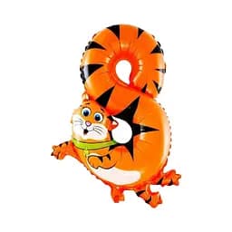 Шар воздушный фольгированный Смешные цифры - 8 (40 см), кот
