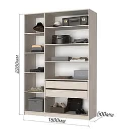 Шафа 3-дверна з антресоллю MebelStar Оскар ДСП BL-B, блок шухляд+полиці 150x52x260 см Дуб бурштиновий (MBS-4973) - мініатюра 3